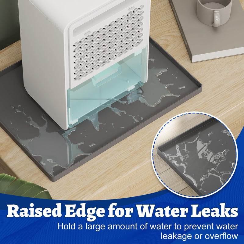 Dehumidifier Mat for Home Dehumidifiers, Mini Dehumidifier Drain Pan Prevent Leaks, Waterproof De humidifier Tray, Non-Slip Drain Mat Prevents Water from Pooling Underneath, Grey, 12"x10"