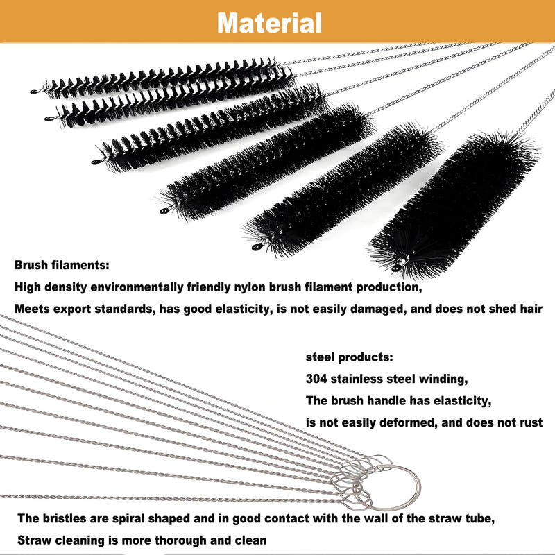 Coffee Machine Cleaning Brush - 15 PCS Straw Brush,Long Handle Bottle Brush, Flexible Scrub Brush for Water Bottles, Glasswares, Mugs,Coffee Pots, Cups,Water Bottles,Bent Pipe