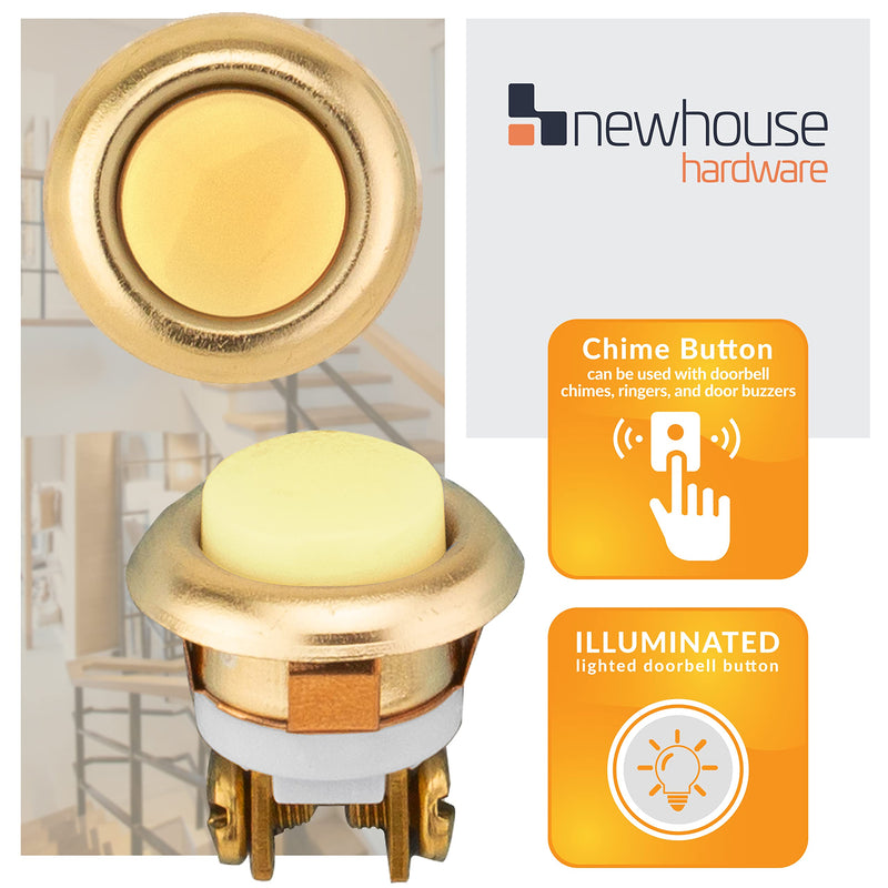 Newhouse Hardware FMBL Lighted Doorbell Button, 1-Pack, Brass Brass (Lighted)