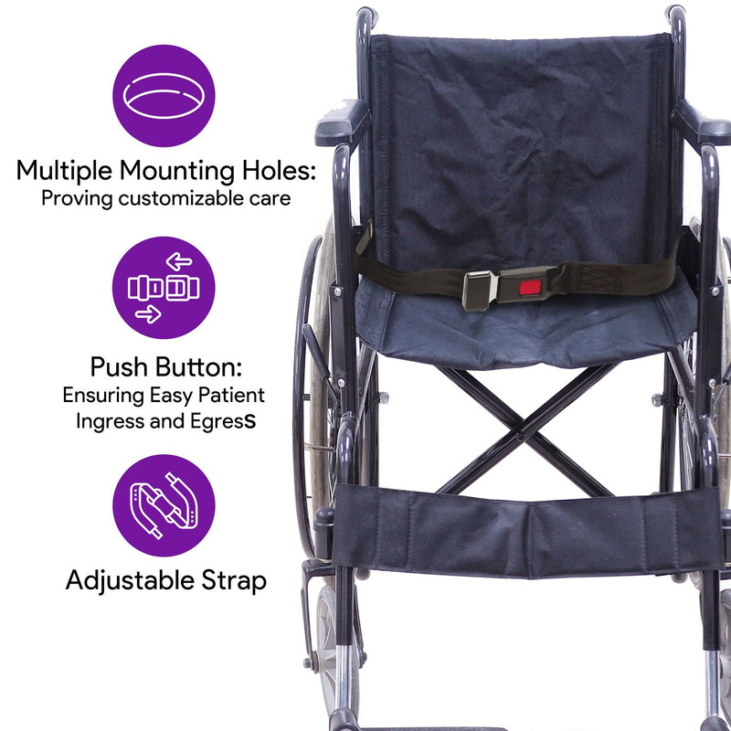 Wheelchair Seatbelt with Push Button, Quick Release - Secure and Easily Attachable Belt Positioning Lap Strap - Prevent Sliding Wheelchair Seat Belt - 48" 48"