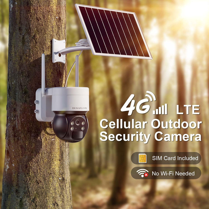 4G LTE Cellular Security Camera No Internet Needed, No WIFI Security Cameras Wireless Outdoor, Solar Camera With SIM Card, PIR Sensor, 360 PTZ, 2K HD Color Night Vision, 2-Way Talk, IP66 Waterproof 4G Solar Security Camera (Black)
