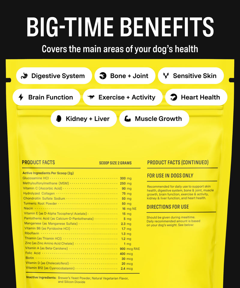 Fi 8-in-1 Dog Supplement Powder | Health Support for Bone, Skin, Digestion, Immunity & Joint Supplement for Dogs | Vet-Formulated for Puppies, Adults and Seniors | 90 Scoops