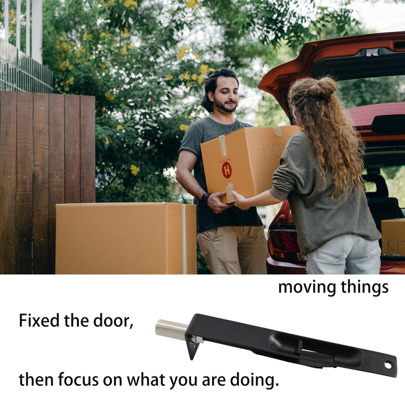 TOGU 6" Solid Stainless Steel Lever Action Flush Bolt,Concealed Security Door Lock for Composite Doors,French Doors,Wood Doors,Double Doors,Dummy Doors,Matte Black