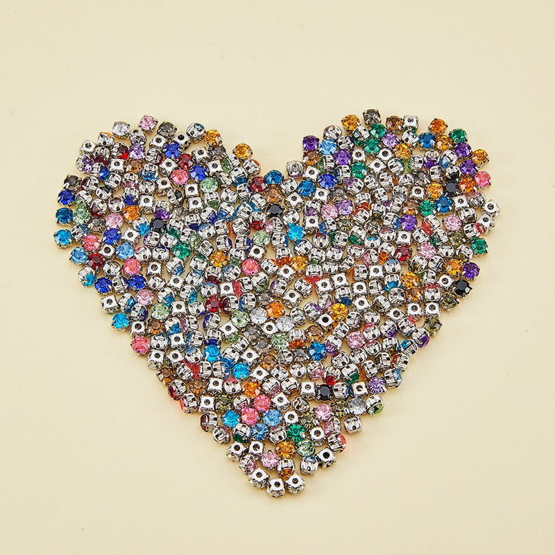 PH PandaHall 900pcs Sew on Acrylic Rhinestone Faceted Montee Five-Hole Beads with Brass Base 5x5x4mm for Jewelry Making Mixed Color Length 5mm 18 Colors-900 Pcs
