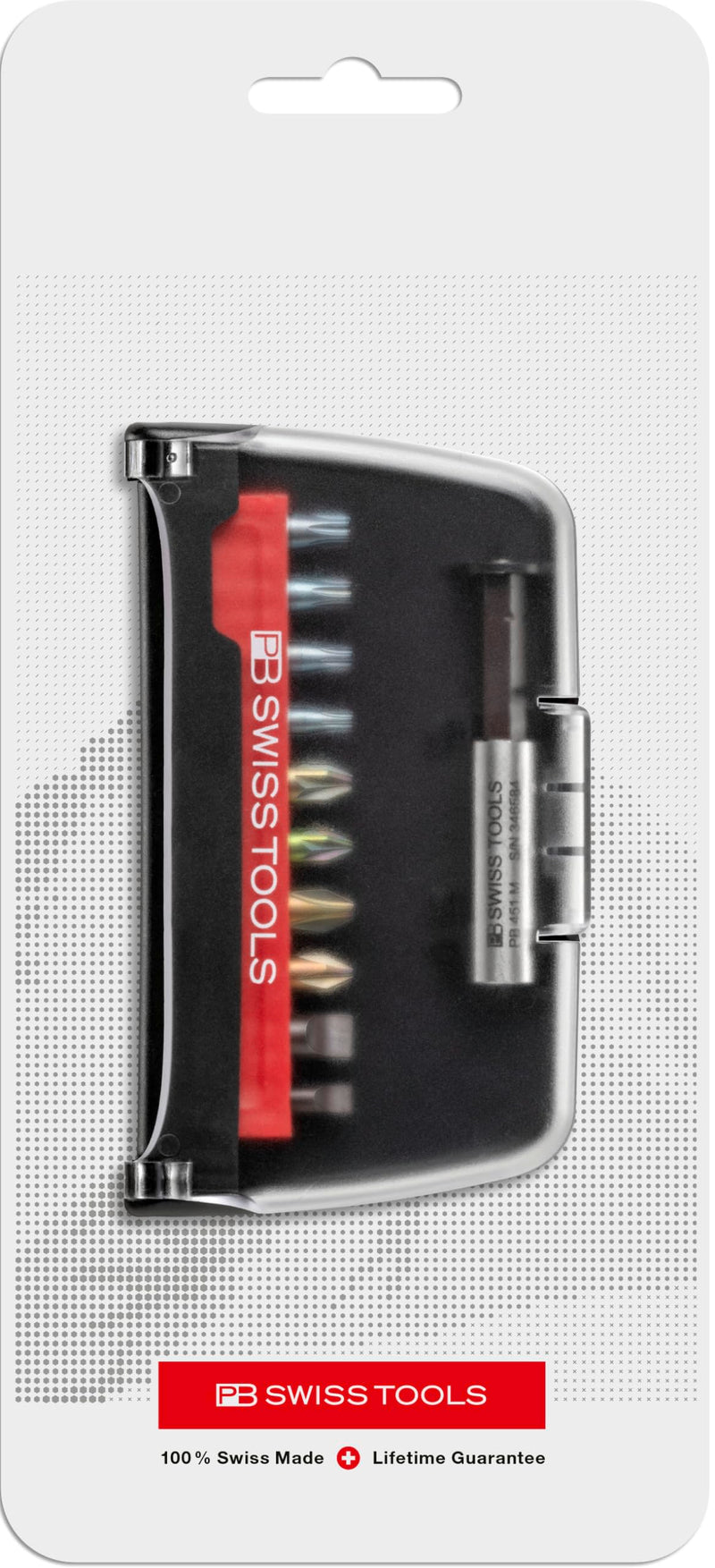 PB Swiss Tools Torx Pozidriv Phillips Slotted Bit Set PB C6.702 BC CN | 100% Swiss Made | 10-Piece BitCase with C6 1/4" PrecisionBits and Magnetic Holder PB 451.M
