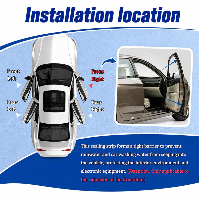 72310-T2A-A01 Front Right Passenger Side Door Weather Stripping Seal Fit for 2013 2014 2015 2016 2017 Honda Accord 2.4L 3.5L Door Weatherstrip Replaces 72310-T2A-A01 72310-T2F-A01