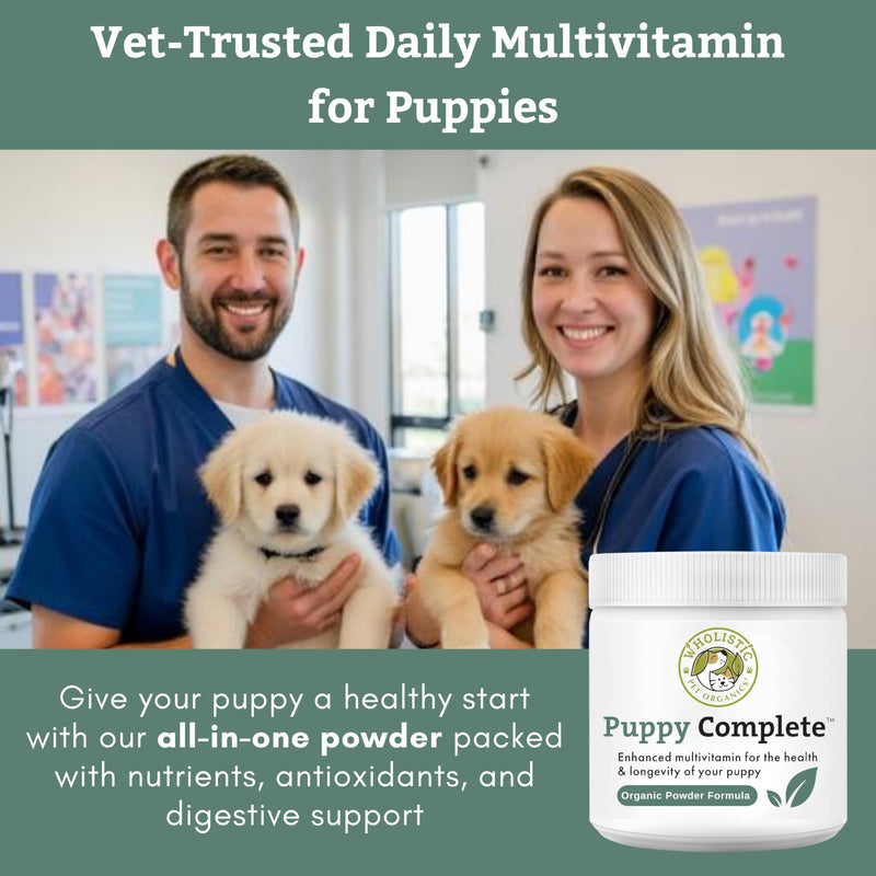 Wholistic Pet Organics Puppy Vitamins - Dog Multivitamin Powder - Daily Dog Vitamins and Supplements for Homemade Food - Immune System, Skin, Coat & Overall Health - All Breeds of Puppies - 45 Scoops Original Whitefish 1 Lb