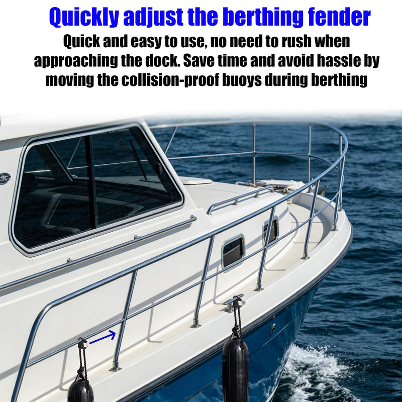 Boat Fender Hanger Boat Fender Clips Boat Bumper Adjuster Holder Hangers for Pontoon Boat Bass Boat Jon Boat Quick Connect and Release Fender Lines Black 2 pack