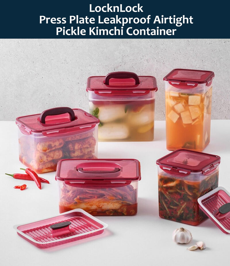 Lock & Lock BPA Free Rectangular Pickle Kimchi Press Ferment Storage Container (3.6L) 3.6L