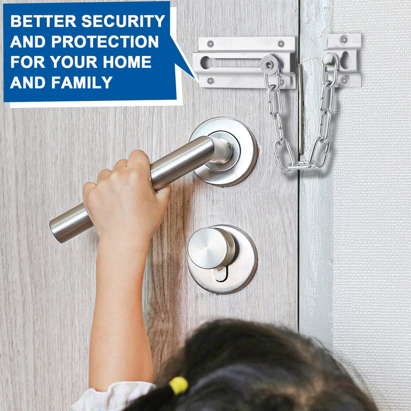 2 Pack Door Chain Lock, Premium Chain Door Lock, Thickened Door Lock Chain with 12 Screws, Stainless Steel Chain Locks for Inside Door Silver - 2 Pack