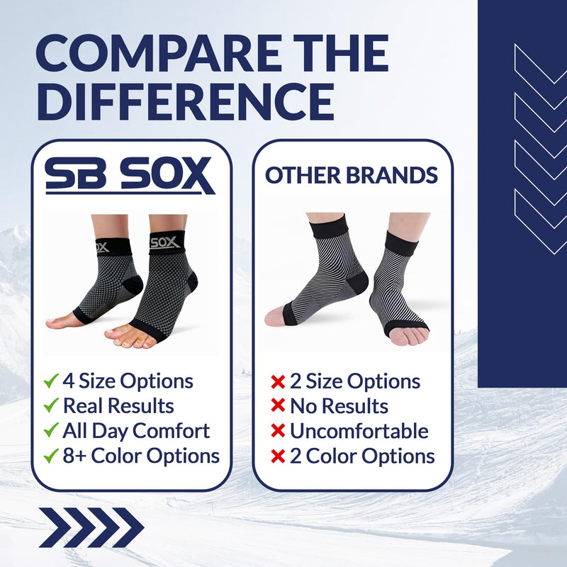 SB SOX Plantar Fasciitis Compression Socks - Plantar Fasciitis Relief for All Day Wear - Best Ankle Sleeve and Arch Support for Foot Pain and Comfort (Black, Medium) Black