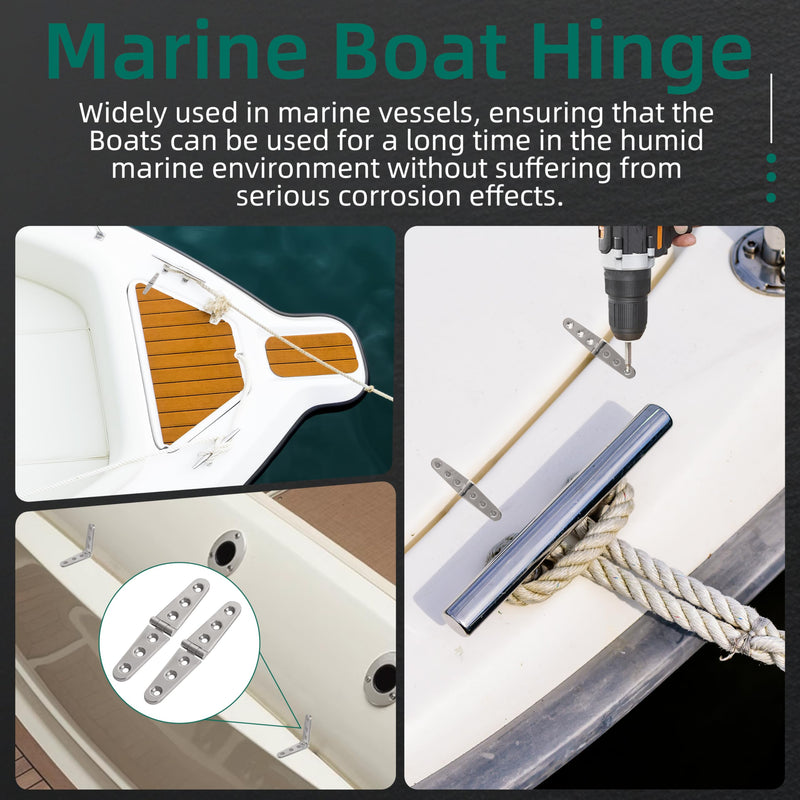 6 inch x 1 inch Heavy Duty Boat Door Hinge 316 Stainless Steel Strap Marine Hatch Casting Butt Hinge, for Boat Cabinet Furniture Hardware, 4 Pack
