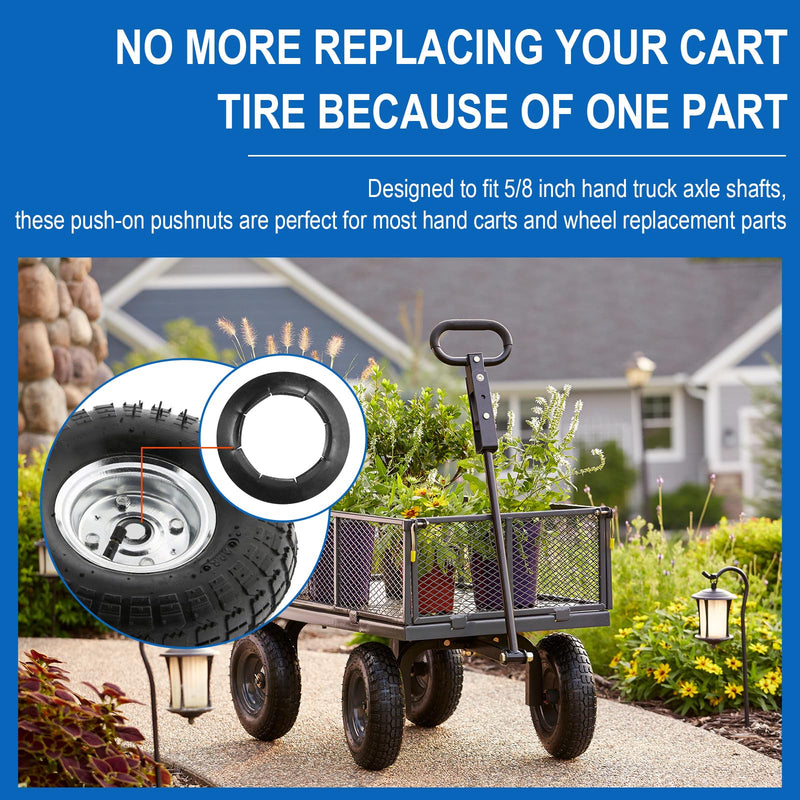 Push Nuts for Dolly Wheel Lock Washers, Hard-to-Find Spring Steel Push-On Pushnuts Fits 5/8" Dolly Axle Rods for Most Dolly Axle Rods, Wheel Replacements Parts with Oiled Phosphate Finish, 10 Pack