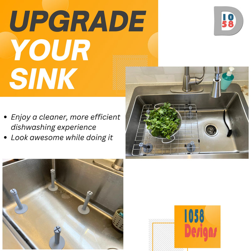 GridRisers - Standoff Feet for Kitchen Sink Grids - Turn Your Sink Grid to an Elegant in-Sink Dish Rack that Elevate and Help Dry Your Dishes Faster