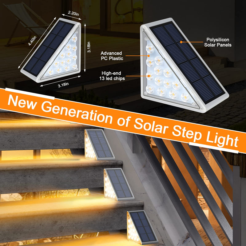 8PK Solar Step Lights, Outdoor Decor Stair Lights Deck Light Waterproof IP67 Solar Lights for Deck, Yard, Patio, Garden, Walkways, Front Door, Pathway, Driveway, Porch Warm White 8 Pack