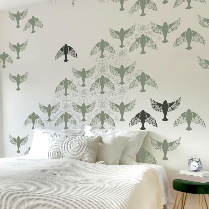 STENCILIT Birdies Large Wall Stencil for Painting - 17x19in Stencil