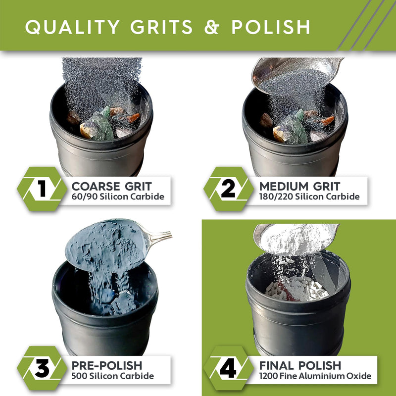 Polly Plastics Rock Tumbler Grit Refill, Final Polish 1200 Fine Aluminum Oxide, Stage 4 for Tumbling Stones (2 Pack) (1 lb.)