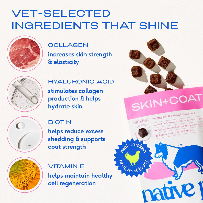 Native Pet Coat Care Bundle: Sockeye Salmon Oil (8 Oz.) & Omega Skin and Coat Chews for Dogs (30 Air-Dried Chews) - Promotes Healthy Skin, Shiny Coat, & Strong Joints - Wild Alaskan Salmon Oil