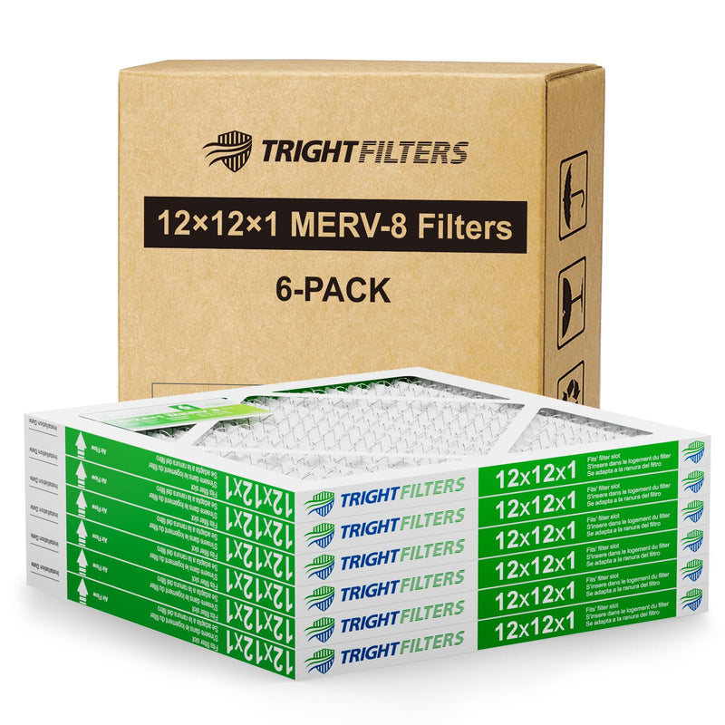 12x12x1 Air Filter 6 Pack, Durable MERV 8 Pleated Home HVAC AC Furnace Filters, Lightweight Compact Air Conditioner Filter Replacement 12x12x1