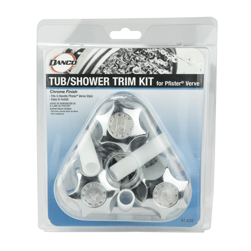 Danco 81428 Bathtub and Shower 3-Handle Remodel Kit for Price Pfister Tub/Shower Handle Restoration,(Pack of 3), Chrome