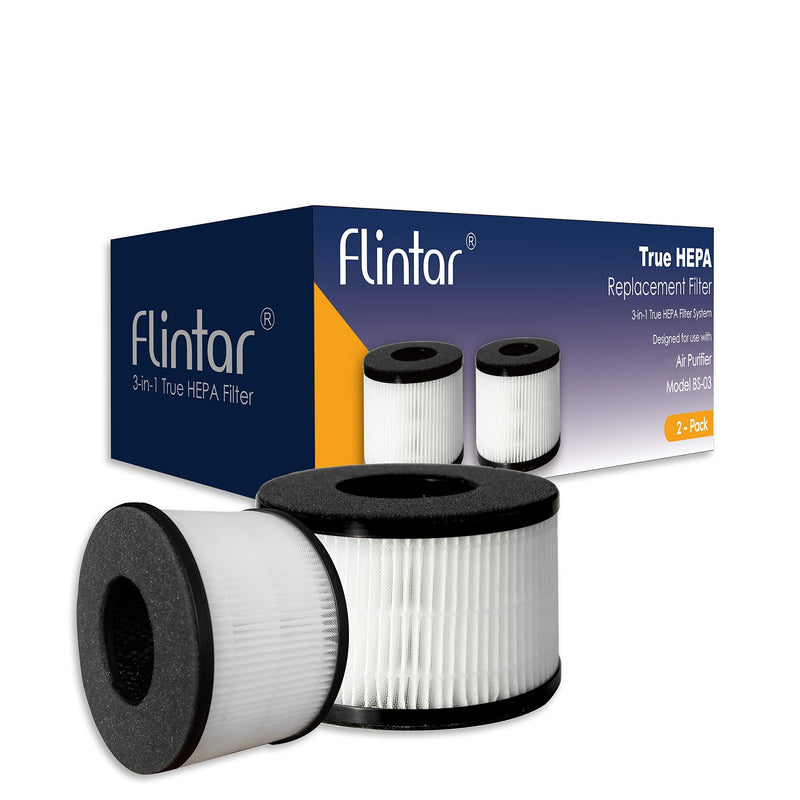 BS-03 Replacement Filter, Compatible with PARTU and SLEVOO BS-03 HEPA Air Purifier, 2-Pack