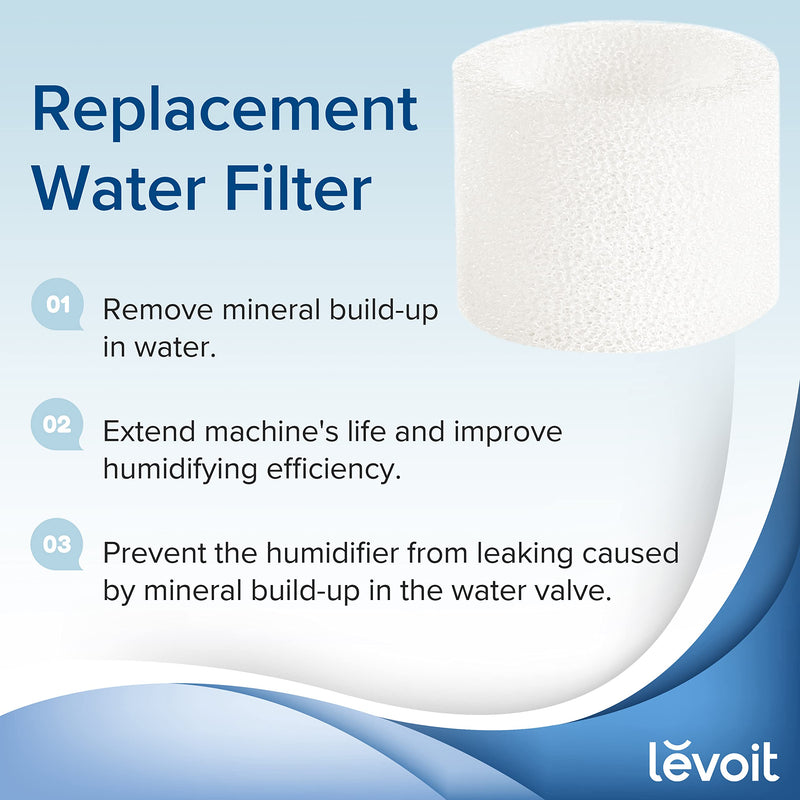 LEVOIT 10-Pack Top Fill Humidifier Replacement Filters, Capture Particles to Improve Humidification Efficiency, for Classic160, Dual150, Dual200S, Classic300(S), LV600S, OasisMist450S, Superior6000S White 18x24