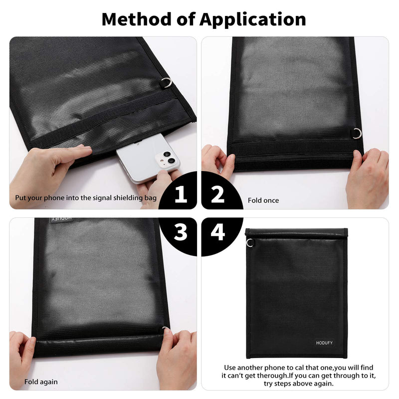 Faraday Bag (15 x 10 inches), Faraday Cage, Cell Phone Signal Jammer, Faraday Key Fob Protector, RFID Faraday Pouch Signal Blocker Anti-Theft Pouch, Anti-Hacking Case Blocker (Black) Black