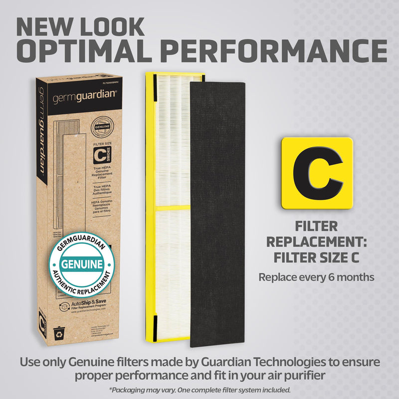 Germ Guardian FLT5000 True HEPA Genuine Air Purifier Replacement Filter C for GermGuardian AC5000E, AC5250PT, AC5300B, AC5350B, CDAP5500, and More HEPA Pure 1.0