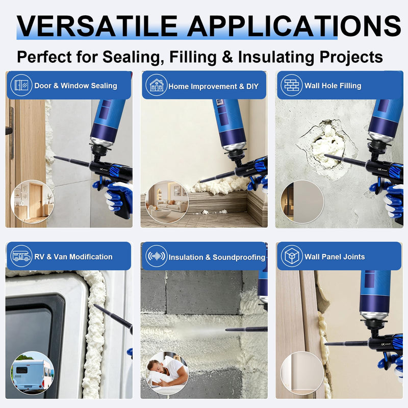Professional Grade Expanding Foam Spray Gun 1 Insulation Gun 6 Extenders