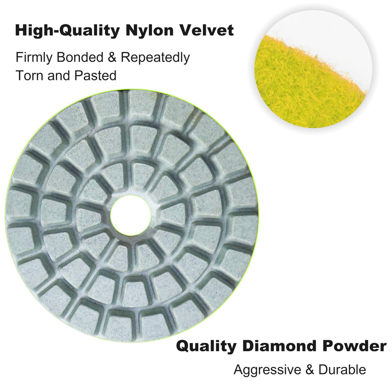 11 PCS 2 Inch Diamond Polishing Pads Kit Wet/Dry 50-10000 Grit for Concrete Stone Edge Granite Tile Marble Rock Countertop Quartz for Drill Grinder Polisher - NewNest Australia
