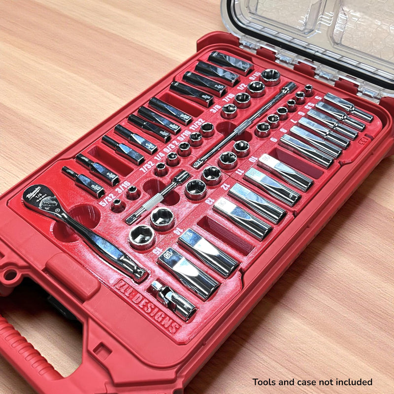 Packout Insert compatible with Milwaukee 1/4" Drive SAE/Metric Ratchet and Socket Mechanics 50-Piece Set (48-22-9004)