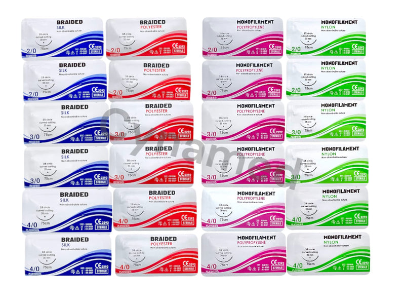 Premium Practice Sutures |Sutures Thread with Needle (24 Mixed 2/0,3/0,4/0) | for Nursing & Veterinary Students Suture Training | Suture Kit Companion | Demonstration & Student Use Only