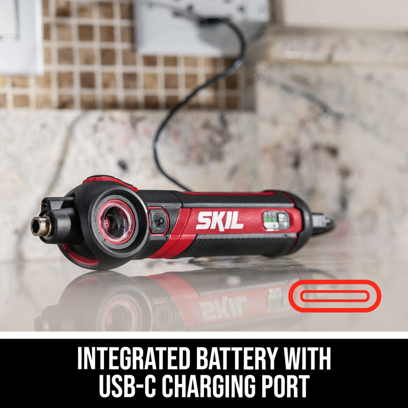SKIL Twist 2.0 Rechargeable 4V Screwdriver with Pivoting Head, Torque Setting, USB-C Charging Cable & 2PC Bit Set-SD5619-01 No Size 4V Screwdriver_Twist 2.0 2pc Set