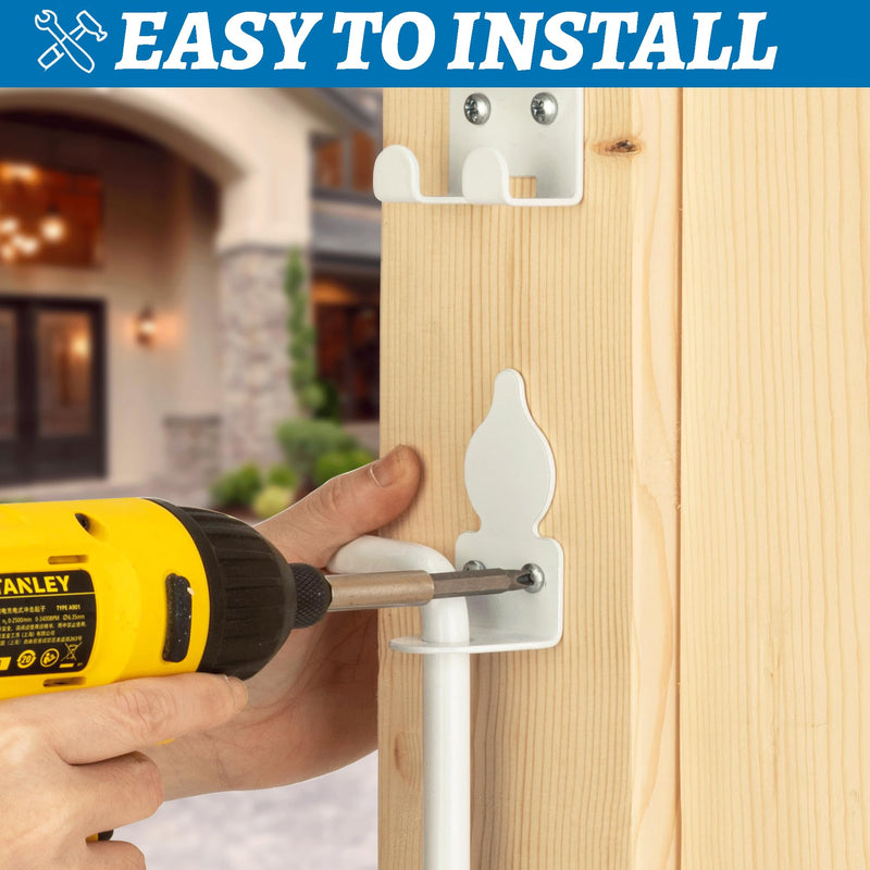 24" Heavy Duty Cane Bolt Gate Drop Rod Hardware Ground Latch for Wood PVC Vinyl Metal Fences Gates, Double Doors, White Solid Steel -2 Pack 2 24 Inch