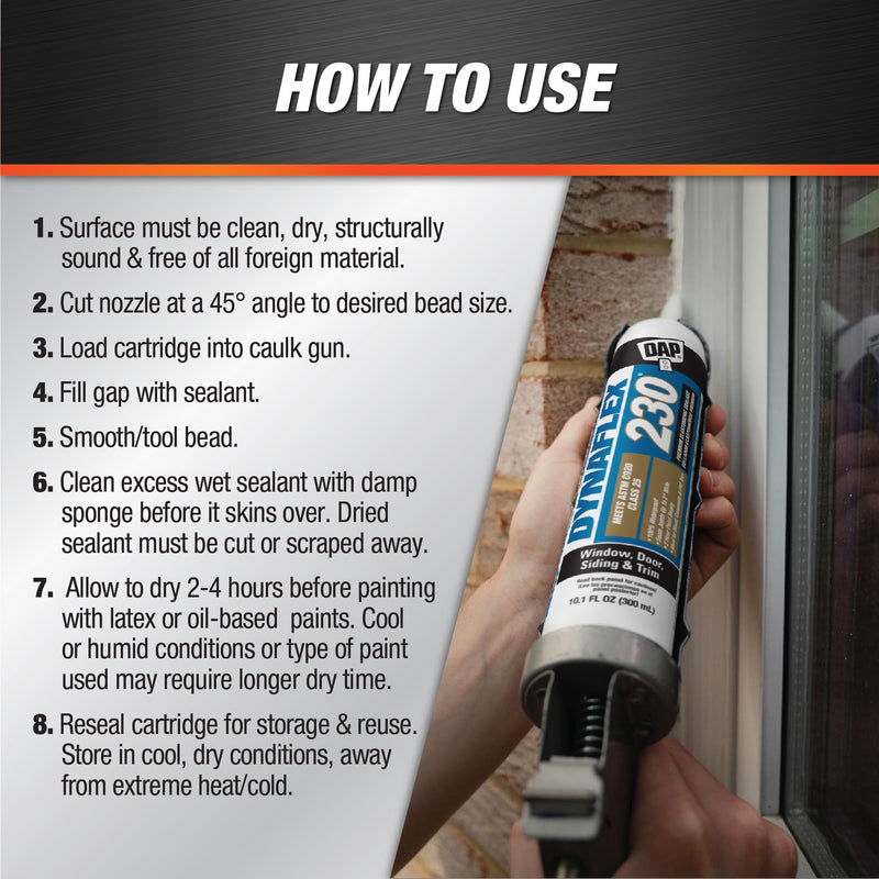 DAP Dynaflex 230 Premium Elastomeric Sealant, White WT099, 10.1 Oz (7079807102)