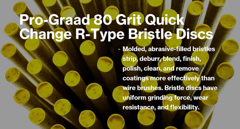 5 Pack 1" 80 Grit Yellow R-Type Bristle Disc | Ceramic-Aluminum Oxide Abrasive Bristle Disc with Quick Change Roll Lock | Compatible with Roloc Holders | Pack of 5 | Yellow 1" 80 Grit (Yellow) 5.0