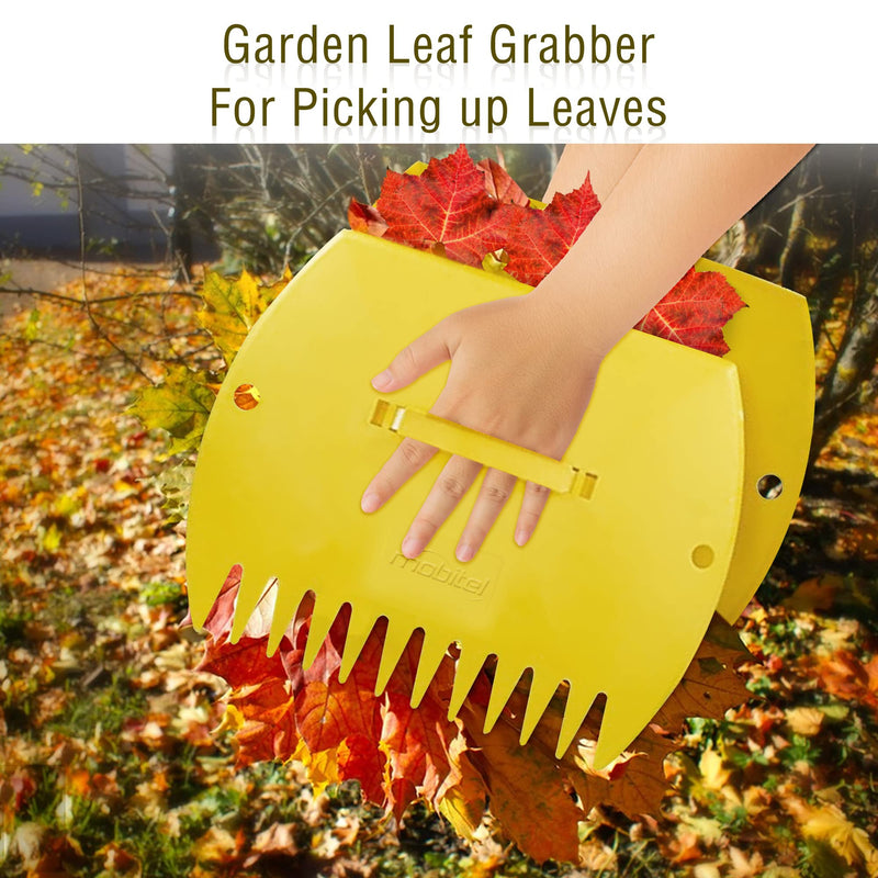 Mobitel Leaf Scoops Hand Rakes -Large Leaf Grabber for Picking Up Yard Leaves, Lawn Garbage and Grass Clippings light yellow
