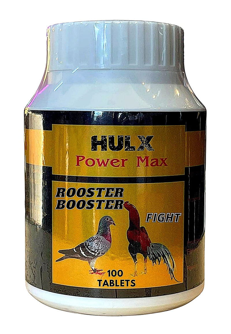 HULX Power MAX 100 Tablets, Long Term Strengher & Energy Formula Rooster Booster Vitamins Health Chicken Supplement Good Health, Build Muscle, Blood Feed All Poultry Bird Hen Food