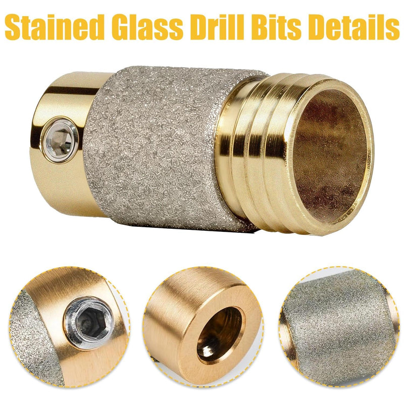 Diamond Drill Bit Head for Stained Glass Grinder, Brass Core Glass Grinding Tool Supplies - 2 Sizes (1, 5/8 Inch) 1" & 5/8"