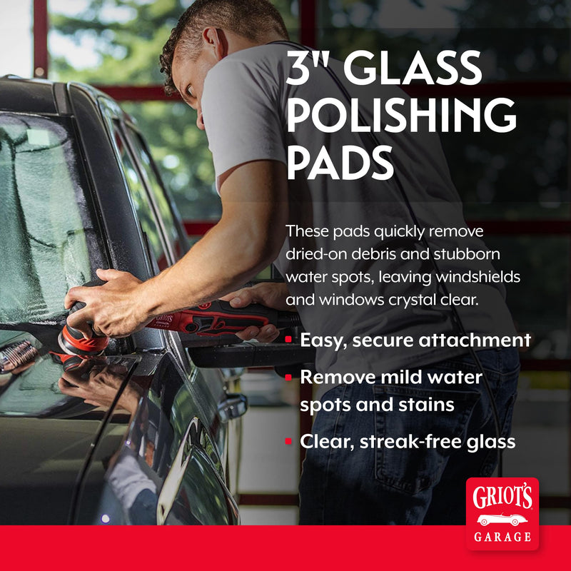 Griot's Garage 3” Glass Polishing Pads, Buffing Discs for Car Windows, Windshields, Shower Doors, and More, 10665, Set of 3 3" Pads (Set of 3)