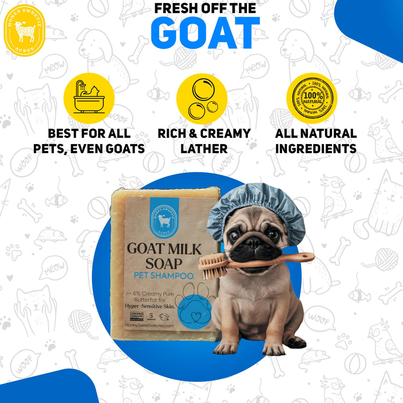 Honey Sweetie Acres 1 Pack All-Natural Pet Shampoo Bar with Fresh Goat Milk - Moisturizing Relief for Dry, Itchy Skin - Leaves A Fresh, Clean Scent - Eliminate Dirty Pet Odor, 5 oz Bar (1 Count) 1 Count - PawsPlanet Australia