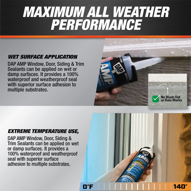 DAP AMP All Weather Window, Door and Siding Sealant, White, 9 Oz (7079800760)