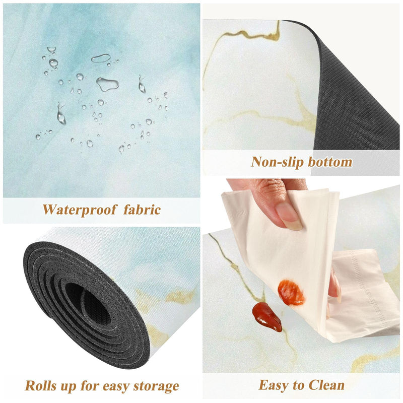 Heat Resistant Table Runner&Trivet Runners Anti Slip Waterproof Trivets for Hot Dishes and Pans Kitchen Farmhouse Wedding Party Countertops Decoration 12X39 in Blue Marble Texture Blue Marble Texture22