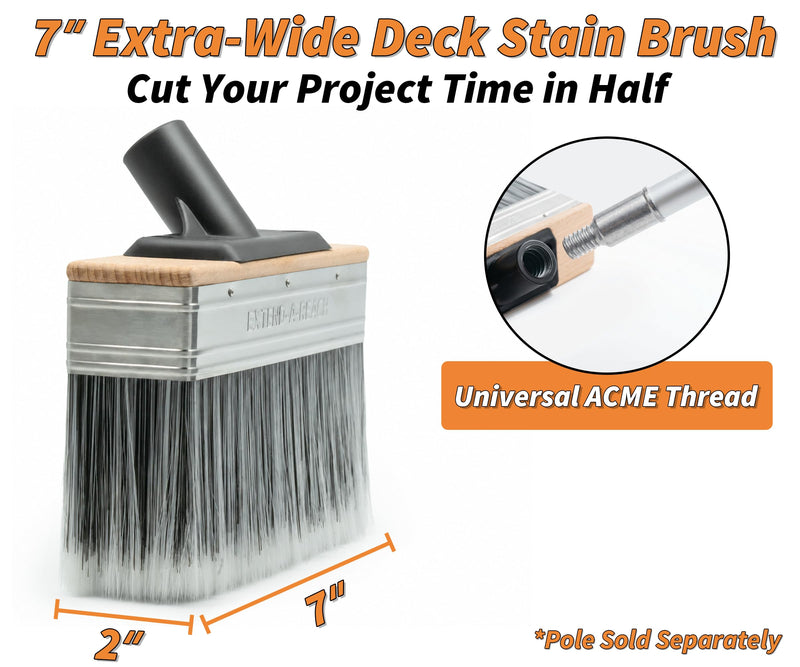 Professional Deck Stain Brush 7" for Wood Deck (Pole Sold Separately)