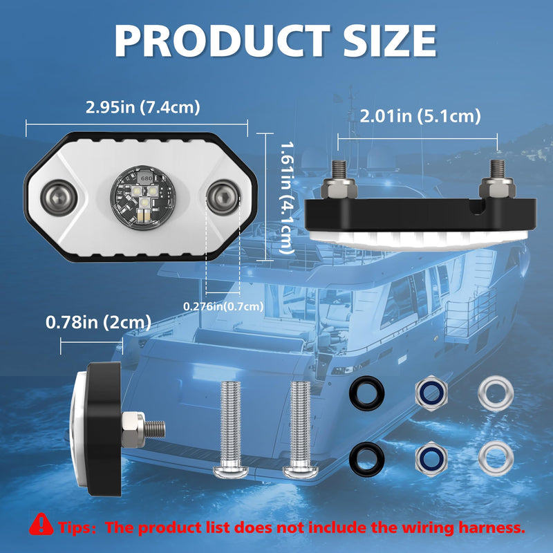 4WDKING White LED Boat Interior Lights Marine Courtesy Lights IP68 Waterproof Underwater Lighting 9-36V for Yacht, Kayak, Fishing Boat, Sailboat, Pontoon, Deck Boat, Center Console, Off-road