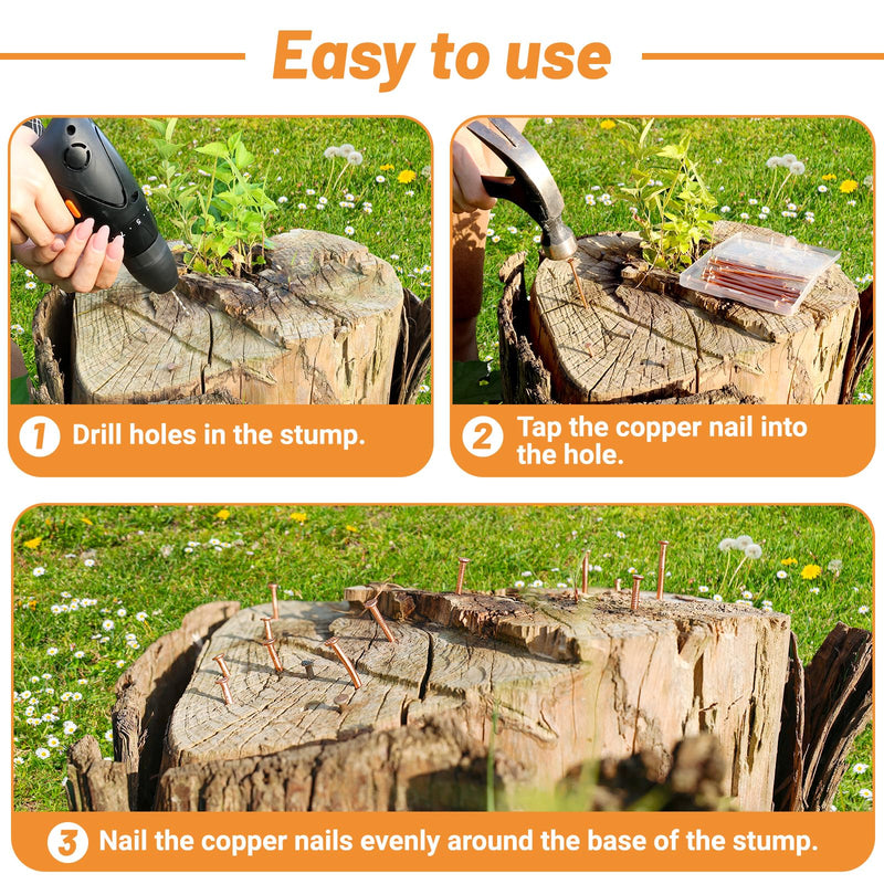 15 pcs Copper Nails for Killing Trees Stump Root Slowly, 3.15" Copper Nails with Drill, Stump Removal Spikes Nails for Trees, Stumps 3.14 " -15PCS