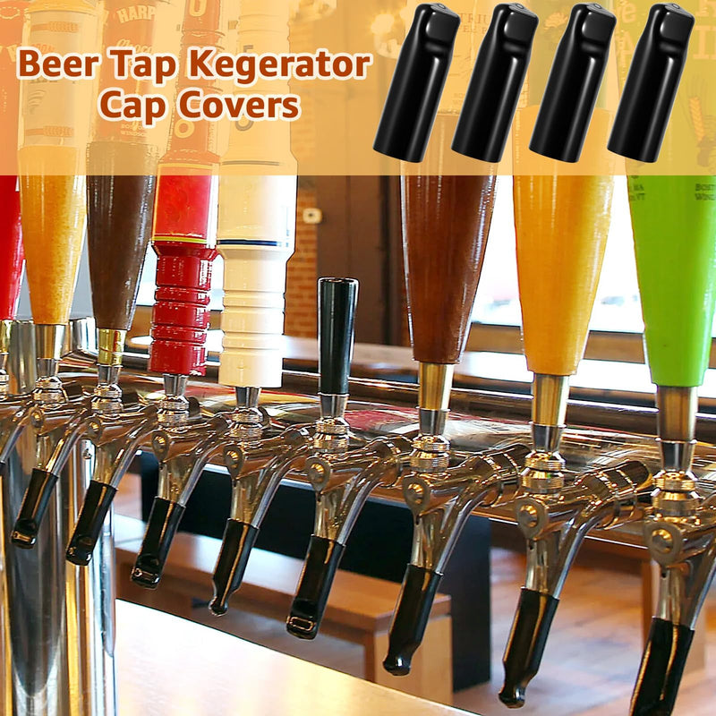 Beer Faucet Cap Keg Tap Brush, 4Pcs Beer Tap Plugs & 4Pcs Kegerator Tap Cover for Most Standard American Beer Faucets