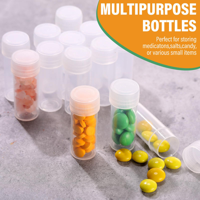 Lallisa 300 Pcs 5 ml Small Plastic Bottles Empty Pill Bottles Clear Vials with Clear Caps Small Sample Lab Plastic Test Tubes for Travel Storage Portable Lab Supplies