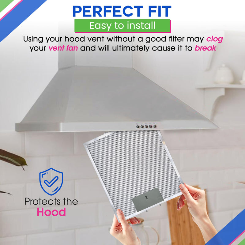Range Hood Filter Replacement 12" x 10.5" for W10169961A Whirlpool Vent Hood Filter - Aluminum Mesh Stove Vent Filter - Blocks and Filters Kitchen Air Grease in Oven Overhead Exhaust Fan (2) 2