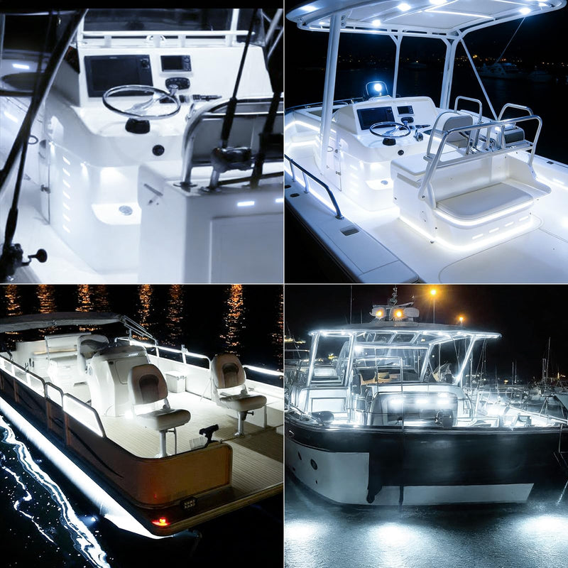 20Pack DC12-24V Marine Boat LED Navigation Lights Stern Transom Cabin Deck Courtesy Light Interior Lamp Waterproof for Pontoon Kayak Sailboat Fishing - White